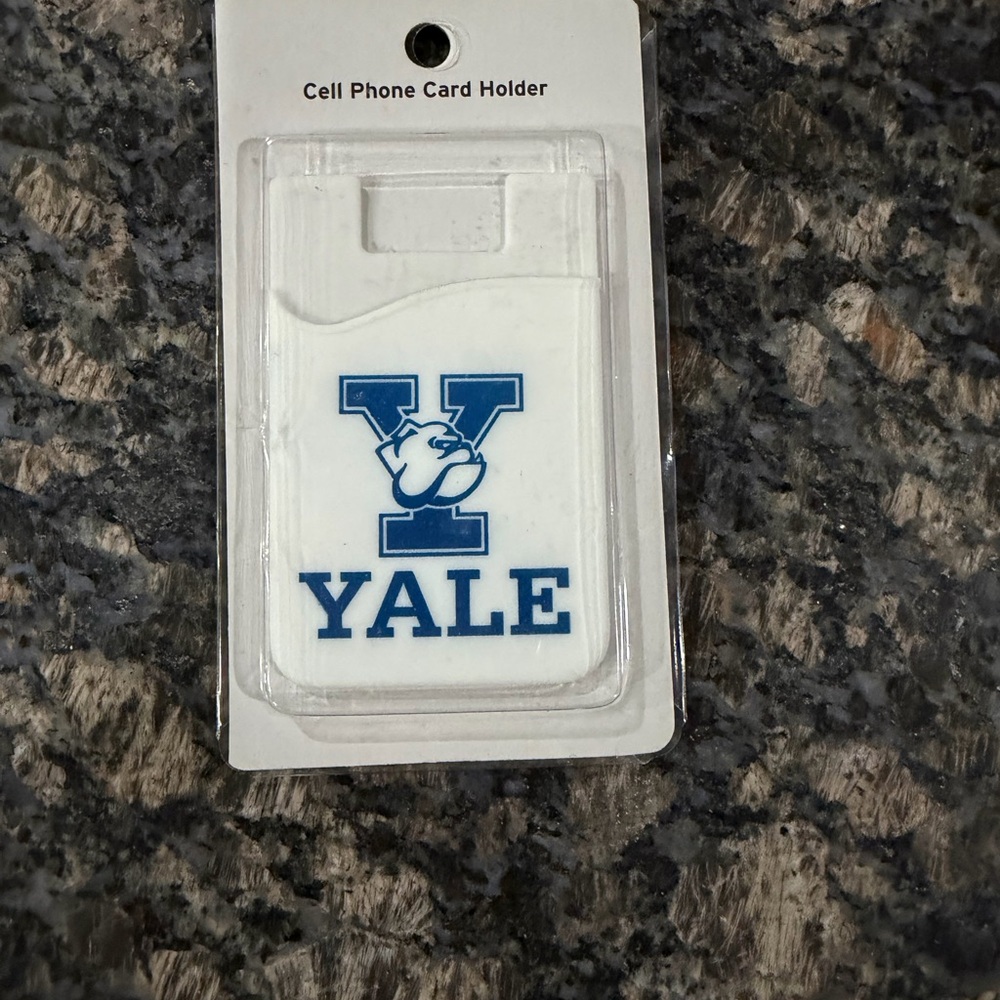 White and Blue Yale Cell Phone Card Holder